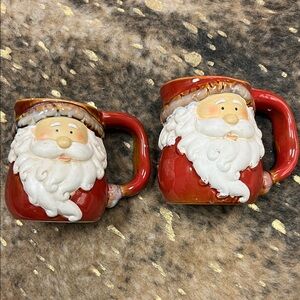 Vintage pottery Santa Claus Mugs | Set of 2